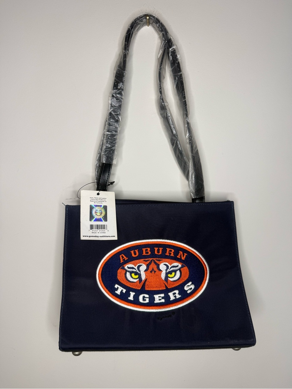 Navy Embroidered Shoulder Bag - Collegiate Fan Tote